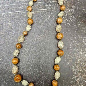 Vintage Carved Buddha Bead Necklace – Boho Spiritual Jewelry (66cm)
